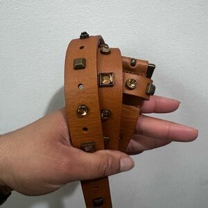 J CREW Brown Rhinestone Leather Belt XS Like new (26-31 inch waist)